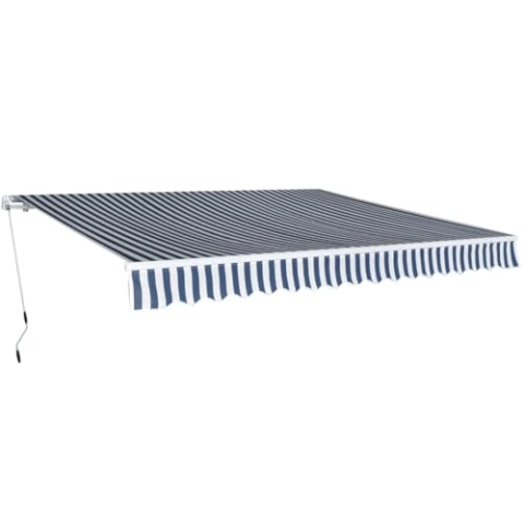 vidaXL Gelenkarmmarkise 400cm Blau/Weiß Markise Sonnenschutz Terrasse Balkon