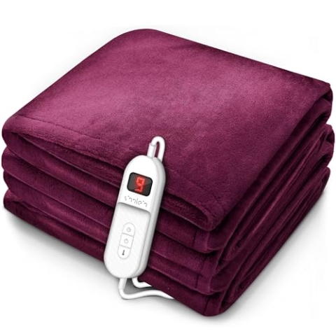 sinnlein® Heizdecke aus Plüsch 180 x 130 cm | elektrische Wärmedecke mit Abschaltautomatik | Kuscheldecke | Timerfunktion | 9 Temperaturstufen | waschbar bis 40°C | Digitalanzeige