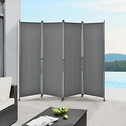 pro.tec Outdoor Trennwand 'Modica' 170x215cm Paravent Sichtschutz Spanische Wand Garten Mittelgrau