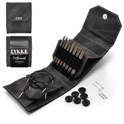 Lykke - 12,7 cm Treibholz austauschbare Nadeln Starter-Set, grauer Denimbeutel