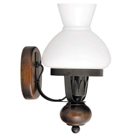 RABALUX Klassische Wandleuchte Opalglas Metall Holz Petronel Mattschwarz Weiß E27