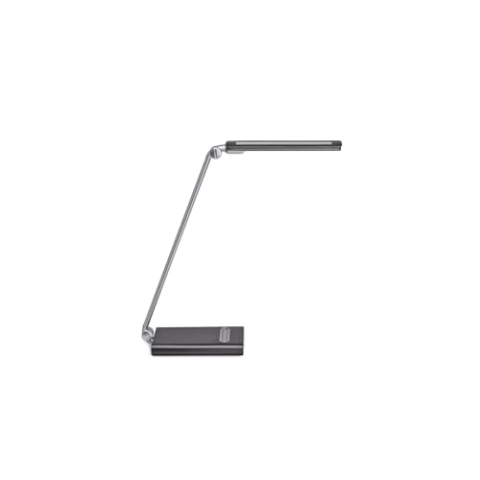 Maul LED-Tischleuchte Maulpure | Schreibtischlampe dimmbar | Tageslichtlampe für Büro mit USB zum Aufladen von u.a. Smartphone oder Smartwatch | 7-Stufen-Dimmer mit Touchfeld-Bedienung | Silber