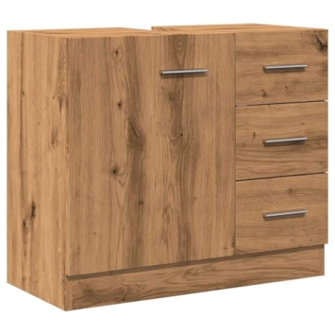 vidaXL Waschbeckenschrank, Badschrank mit Stauraum, Unterschrank für Badezimmer, Waschbeckenunterschrank Badmöbel, Artisan-Eiche Holzwerkstoff