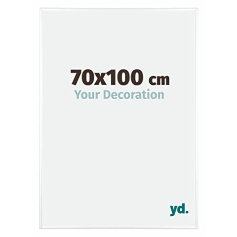 yd. Your Decoration - Bilderrahmen 70x100 cm - Weiß Hochglanz - Bilderrahmen aus Aluminium mit Acrylglas - Antireflex - 70x100 Rahmen - Kent