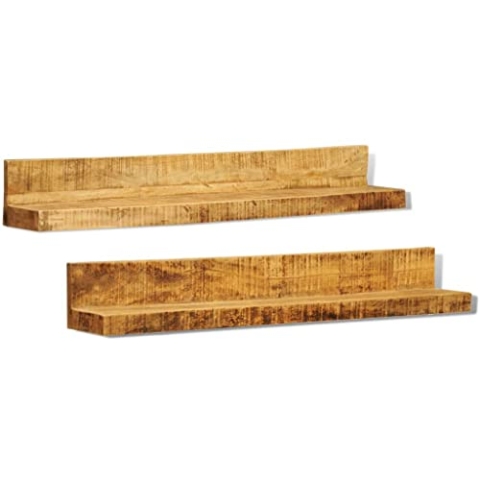 vidaXL Solider Holz Mit Wandhalterung Anzeigeregal 2 STK.