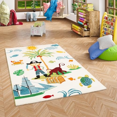 Pergamon Kinder Teppich Maui Kids Piratenwelt Bunt in 5 Größen