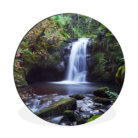MuchoWow Wandbild Rund Wanddeko Deko Wohnzimmer Bilder 60x60 cm Wasserfall - Natur - Wasser