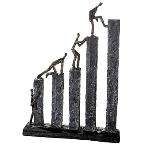 Casablanca Deko Skulptur Figur Dekofigur - Moderne Deko Figuren für Wohnzimmer - aus aus Kunstharz - Model: Raise - Farben: Bronze Grau - wunderschöne Figur - Höhe 43 cm