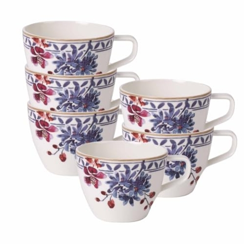 Villeroy & Boch Artesano Provençal Lavendel Kaffeetasse 6er Set, 250 ml, Tasse mit stilvollem Lavendel-Dekor, Premium Porzellan, Spülmaschinenfest, Bunt