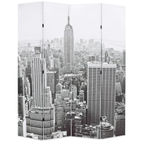 vidaXL Raumteiler klappbar 160x170cm New York bei Tag Schwarz Weiß Paravent