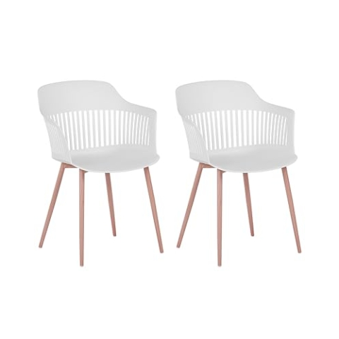 2er Set Esszimmerstuhl in Weiß aus Kunststoff Bereca