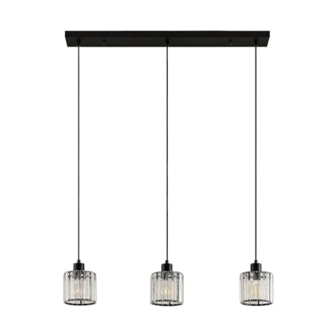 Lindby Pendelleuchte Vella (Modern) in Schwarz aus Metall (3 flammig, E27) - Glas Hängelampe Esstischlampe Hängeleuchte Wohnzimmerleuchte