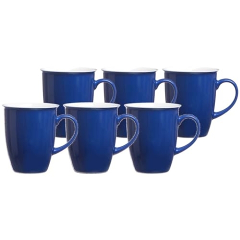 Ritzenhoff & Breker Doppio Kaffeebecher 6er Set, 320 ml, Blaue Henkelbecher aus Porzellan, Mix & Match Geschirr, Indigo Blau