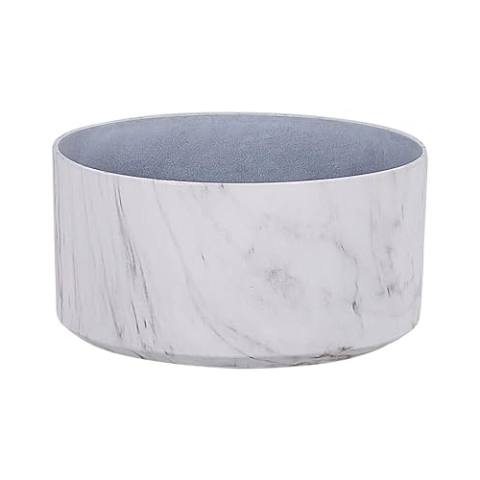 Beliani Moderner Blumentopf rund weiß Marmor Optik 43x43x22 cm Valta