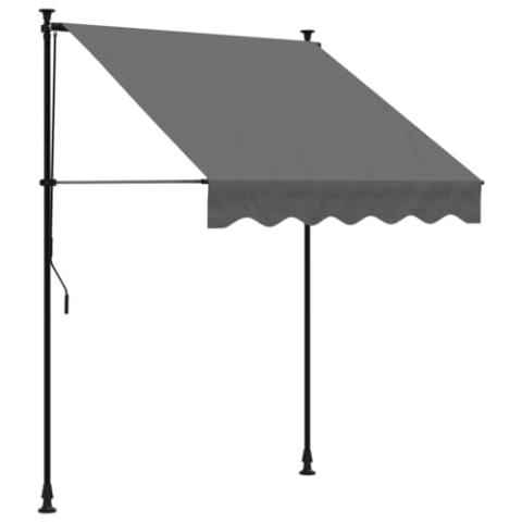 vidaXL Markise, Klemmmarkise Einziehbar, Sonnenmarkise für Balkon Garten Terrasse, Balkonmarkise Einstellbare Höhe, Anthrazit 150x150cm Stoff Stahl