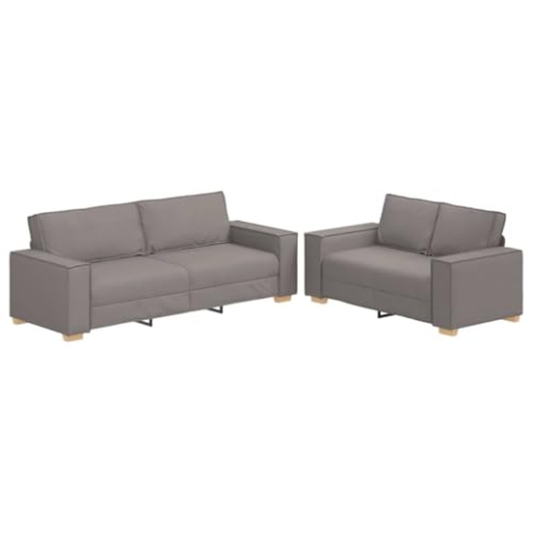 vidaXL 2-TLG. Sofagarnitur mit Kissen Taupe Stoff