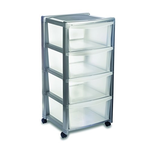 Stefanplast gratis Kommode mit 4 Schubladen, grau/transparent