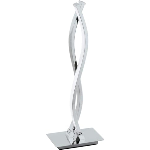 EGLO LED Tischlampe Lasana 2, 2 flammige Tischleuchte, Nachttischlampe aus Alu, Stahl, Kunststoff, Farbe: Chrom, weiß, inkl. Schalter