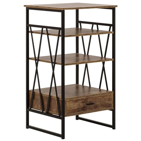 Beliani Regal braun Holzoptik 1 Schublade Faserplatte Keene