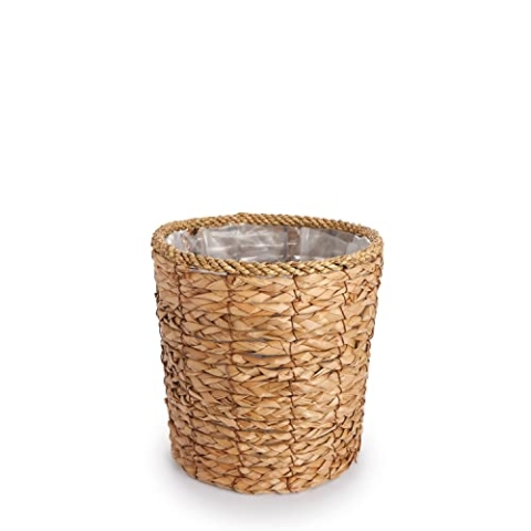 Paco Home Blumentopf Übertopf Natur Rattan Set mit Folieneinsatz Pflanzentopf Auslaufsicher Groß für Zimmerpflanzen, Farbe:Natur, Sets:4pcs Set/Design 9