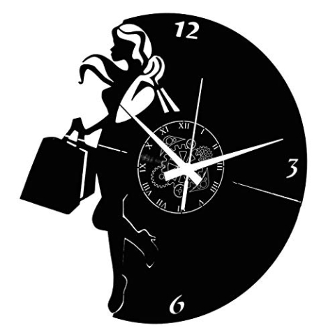 Instant Karma Clocks Wanduhr I Love Shopping Shop Kleidung Haus Küche Einrichtung Dekorative Geschenkidee, Schwarz