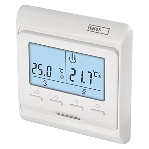 EMOS digitaler Raumthermostat für Fußbodenheizung, programmierbarer Uhren mit Einstellbarer Hysterese,Draht-Thermostat inkl.Bodensensor, Raumtemperaturregler zur Unterputzmontage