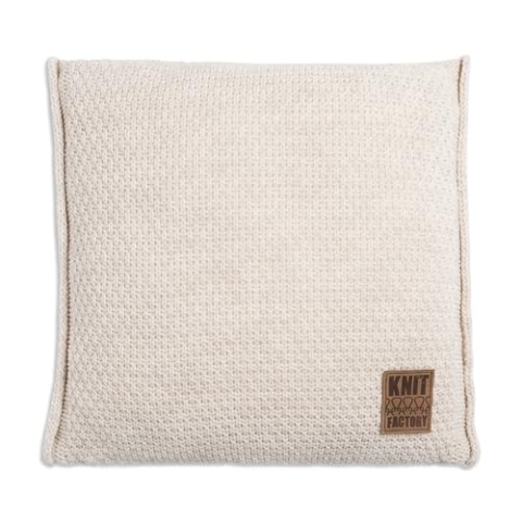 KNIT FACTORY - Jesse Zierkissen - Quadratische Sofa Kissen - Beige - Gestrickter Dekokissen - Couchkissen - 50x50 cm - Kissenbezug mit Füllung und Bezug
