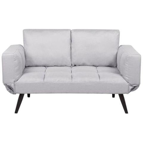 Beliani Modernes Schlafsofa in Hellgrau mit Polsterbezug verstellbaren Armlehnen Brekke