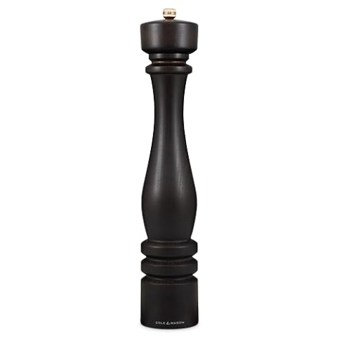Cole & Mason H233083 London Pfeffermühle, mit Einstellbarem Mahlwerk, Schokolade Holz, 40cm, Precision+ mit Carbon-Mahlwerk, Gewürzmühle, Mühle für Pfeffer, Gewürze
