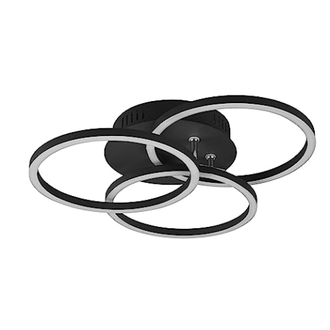 Reality Leuchten LED Deckenleuchte Circle R62823132, Metall Schwarz matt, inkl. 27 Watt LED, Fernbedienung, Dimmer, Farbwechsel, Nachtlicht