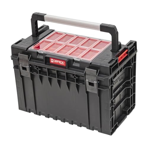 QBRICK - Werkzeugkasten Leer - Werkzeugbox mit Organizer Groß - Sortierkasten aus Robustem Kunststoff - Werkzeugkoffer mit Trennwänden, Stapelbar - System ONE 2.0 450 Expert