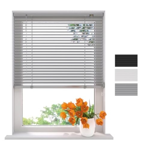 Raamdecoratie.com Radeco® Aluminium Jalousie 120 x 175 cm Silber 25mm lamellen, Größen von 40 bis 220 Breite, Fenster jalousien innen, lamellenrollo, Jalousie Aluminium, Jalousie 120 cm breit