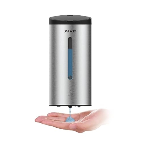 AIKE AK1205 Seifenspender Automatisch Wandbefestigung, 800ml Kommerzieller Automatischer Flüssigseifenspender Wandmontage, 5 Gänge einstellbar