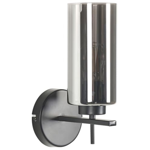 Wandlampe Rauchglas/Metall grau schwarz 29 cm modernes Design Puriri