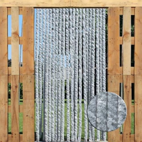 Trente Katzenschwanzvorhänge Flauschvorhang Grau, Verschiedene Größen, Türvorhang Wohnmobil, Fadenvorhang Balkontür 90 x 220 cm