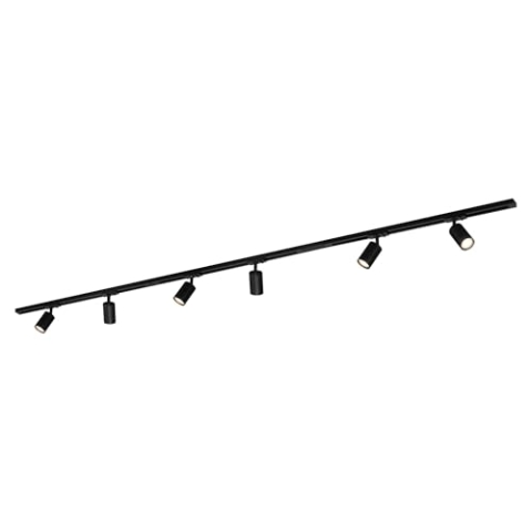 BRILONER - Schienensystem Rail Komplettset, 6x GU10 Spots schwenkbar, Einspeisung, Lichtschienensystem Decke, Strahler Schiene, Deckenlampe, Deckenleuchte, Spotlight, 2,25m, Schwarz