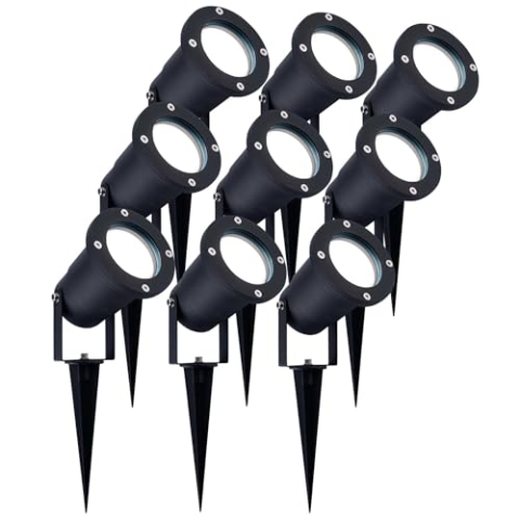 Ledvion - 9X LED Strahler, Aluminium, IP65, 5W, 6500K, 1 Meter Kabel, LED Spot, Garten Spot