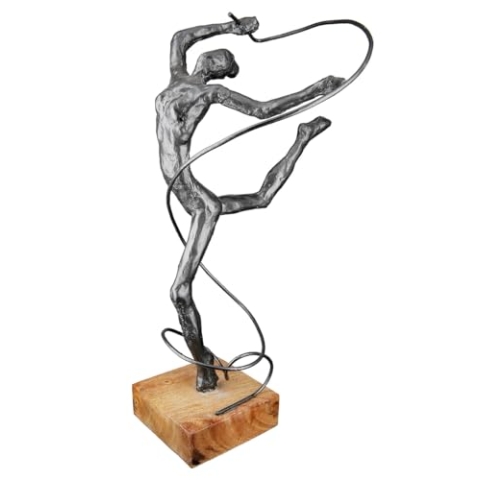 Casablanca Deko Figur Skulptur tanzende Frau - Tänzerin Dekofigur aus Aluminium Holz Farbe: Anthrazit Dunkel Grau - Dekoration Geschenk Geburtstag Höhe 36,5 cm