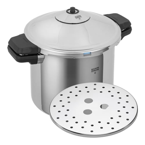 KUHN RIKON Schnellkochtopf/Dampfkochtopf DUROMATIC Inox Seitengriffmodell, induktion, Edelstahl, Silber, 8 Liter/24 cm