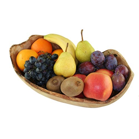 D.O.M.® Obstschale RUSTIKAL aus naturbelassenem Olivenholz in 5 Größen (Länge 34-36 cm)