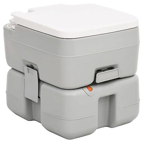 vidaXL Camping Toilette Tragbar, Campingtoilette mit Füllstandsanzeige drehbarem Ausguss, Campingklo für Camping Ausflüge Veranstaltungen, Camping WC Reisetoilette, Grau Weiß HDPE
