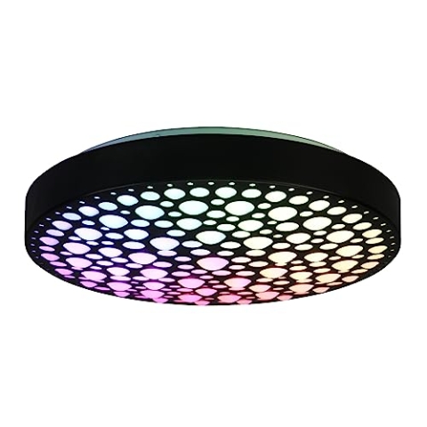Reality Leuchten LED Deckenleuchte Chizu R67161132, Kunststoff Schwarz matt, inkl. 22 Watt Rainbow LED, Fernbedienung, Dimmer, Farbwechsel, Nachtlicht