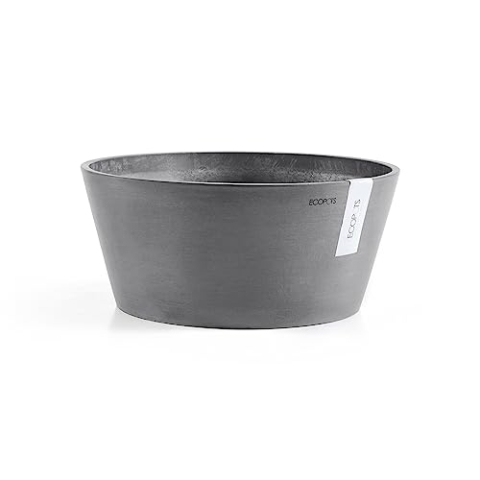 Ecopots Blumentopf Frankfurt - Grau - Durchmesser Ø 40 cm rund groß - Pflanzentopf aus Recycling Kunststoff - Übertopf modern für Indoor und Outdoor
