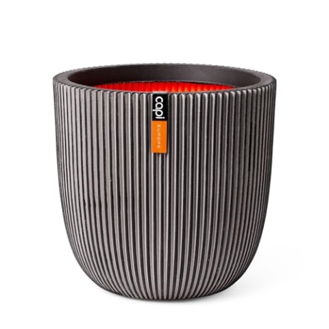 Capi Europe - Blumentopf Kugel Groove NL - 43x41 - Anthrazit - Öffnung Ø35 - Blumentopf für den Innen- und Außeneinsatz - Bruchsicher - 100% recycelbar - KGVZ933