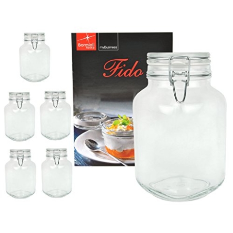 6er Set Einmachglas Bügelverschluss Original Fido 3,0L incl. Bormioli Rezeptheft