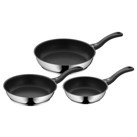 WMF Devil Pfannenset Induktion 3-teilig, Bratpfanne 24, 20, 28 cm, Induktion, Cromargan Edelstahl beschichtet, Kunststoffgriff
