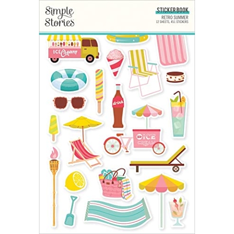 Simple Stories Sticker Book 12/Sheets-Retro Summer, 451/Pkg