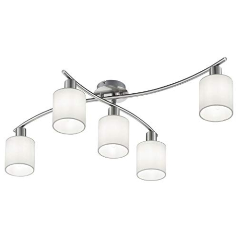 Trio Leuchten Deckenleuchte Garda 605400501, Nickel matt, E14, Stoffschirm Weiß, 44.2 x 75 x 22 cm
