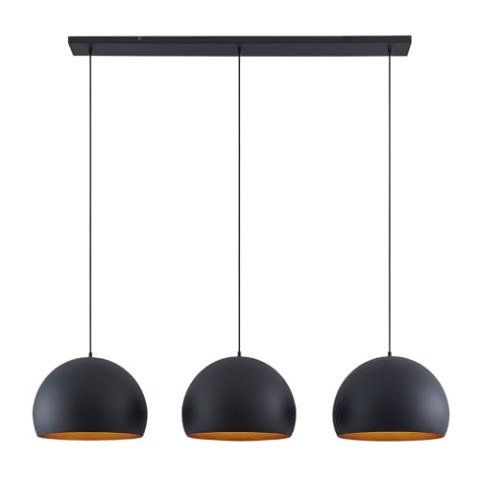 Lindby Esstisch Pendelleuchte schwarz gold Metall, Hängeleuchte Esszimmer 3x E27 ohne Leuchtmittel Hängelampe Wohnzimmer Pendellampe Esszimmerlampe