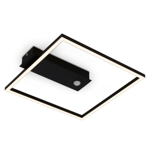 BRILONER - LED Deckenlampe Frame, LED Deckenleuchte mit warmweißer Lichtfarbe, Lampe mit Sensor, Wohnzimmerlampe, Schlafzimmerlampe, 320x300x50 mm (LxBxH), Schwarz